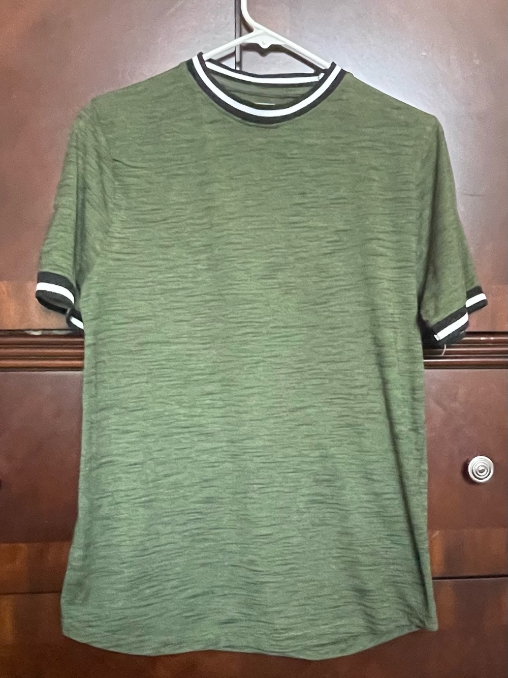 Women’s  Olive Green Ringer Crew Neck T-Shirt